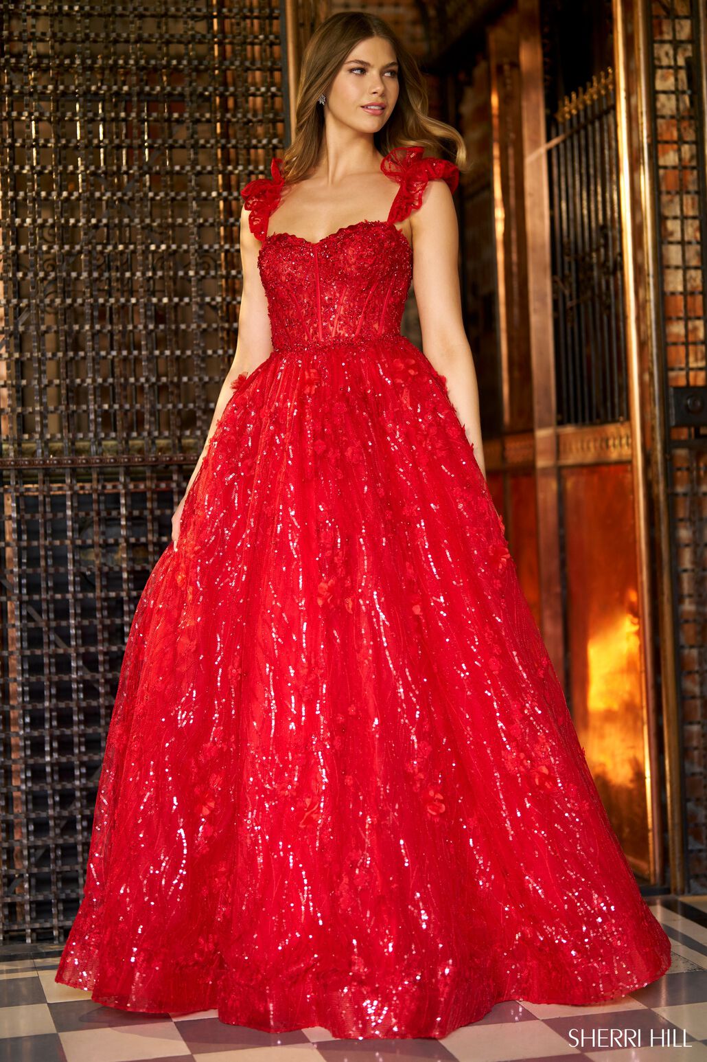 Red sherri hill ball deals gown